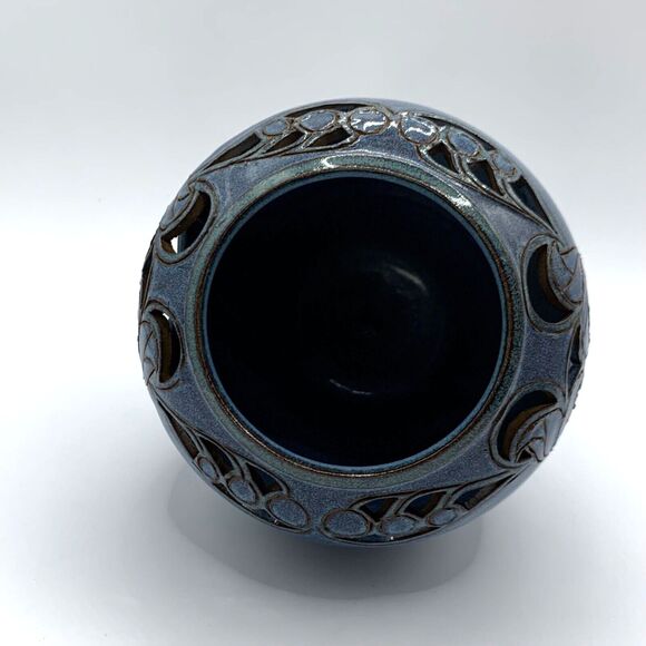 Julia Munn Livingston Pottery Blue Vase Vintage 5" Small Artist Signed 80s - Picture 5 of 7